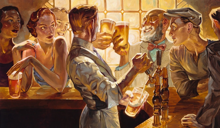 American Art-Deco and Post Fordism Era Illustrations
